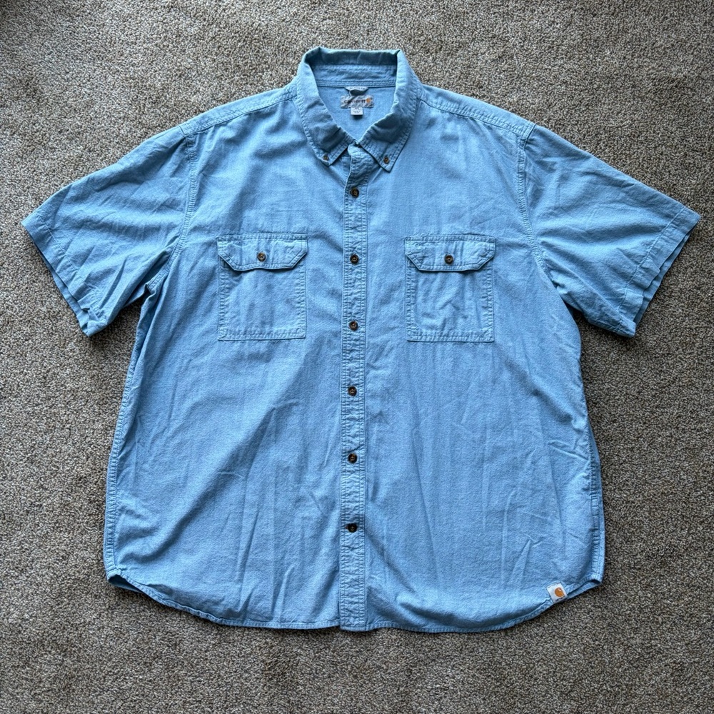 Carhartt Light Blue Relaxed Fit Button Down Shirt Size Men’s 3XL